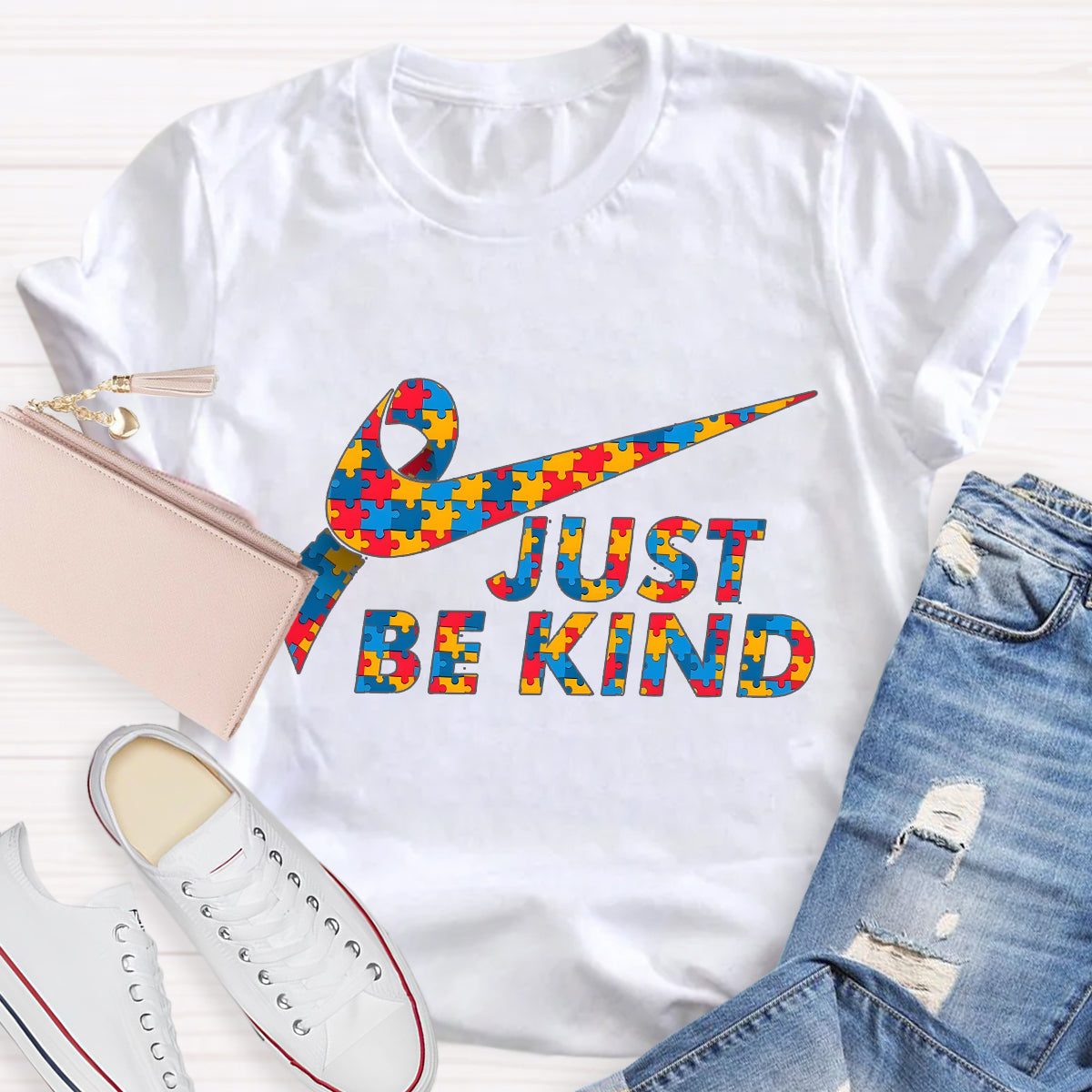 Just Be Kind Color Puzzle  Teacher T-Shirt