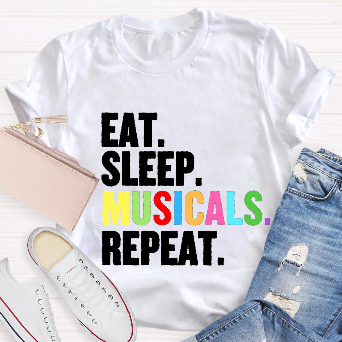Eat Sleep Musicals Repeat  Teacher T-Shirt
