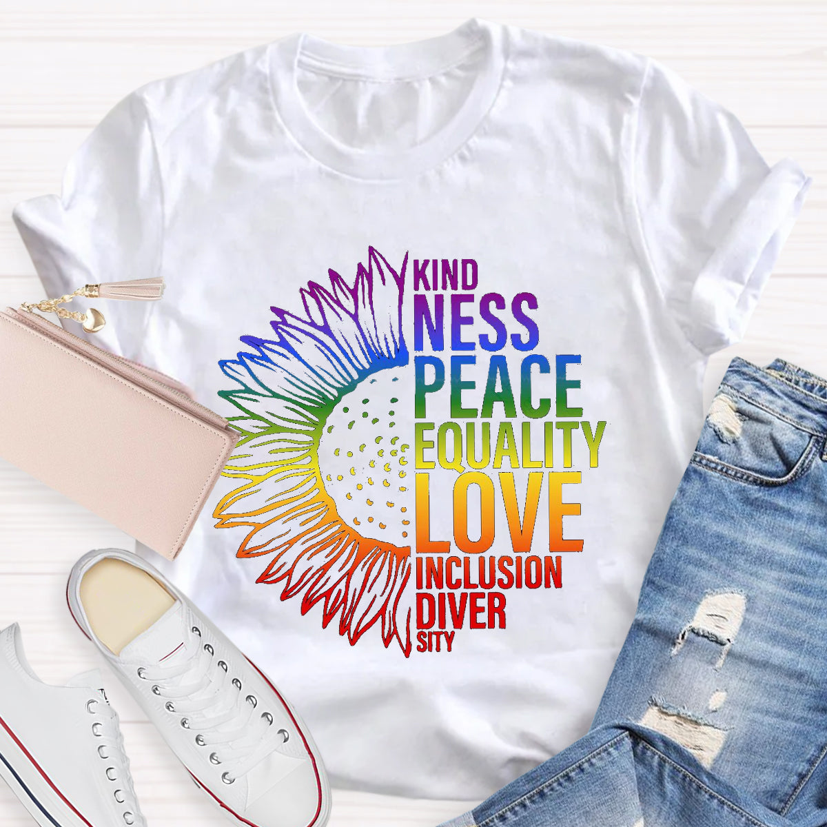 Kind Peace Love Teacher T-Shirt