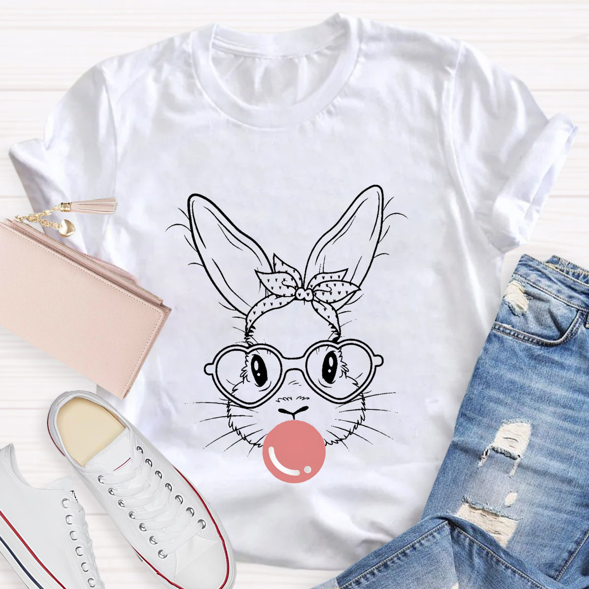 Bunny With Leopard Bandana T-Shirt
