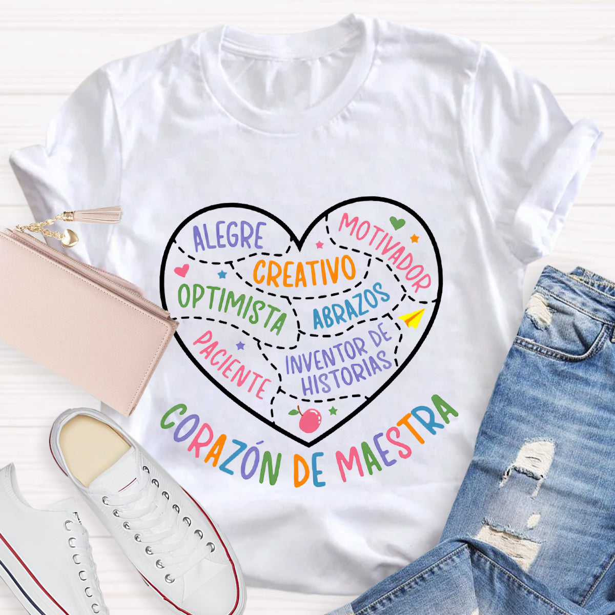 Corazon Maestra De Español Spanish Teacher T-Shirt