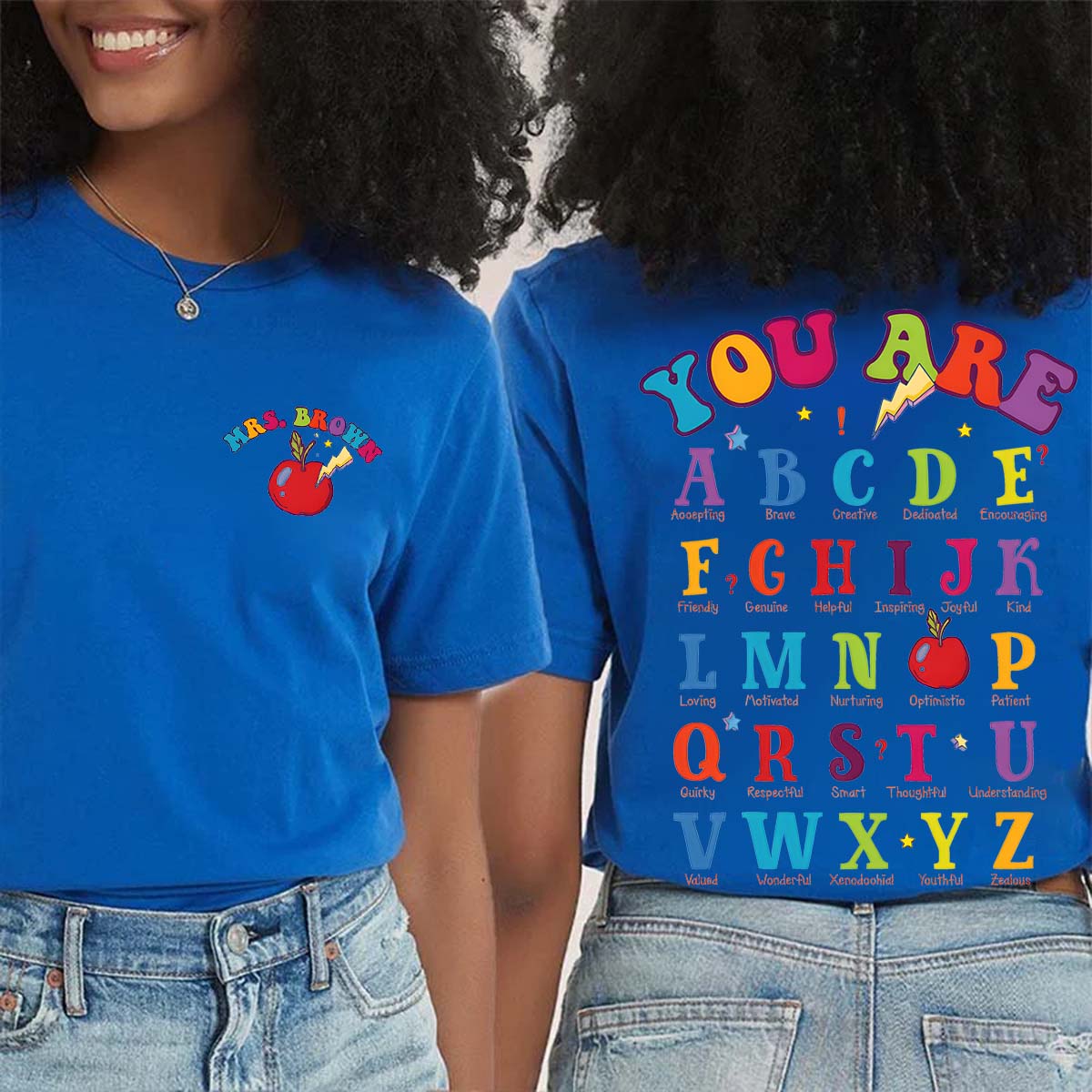 Personalized Name You Are Brave Apple Double Printed T-shirt