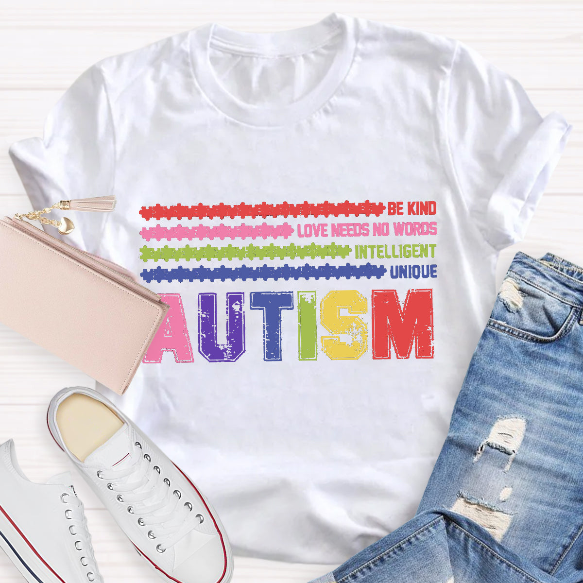 Autism Be Kind Love Need No Worlds Intelligent Unique  T-Shirt