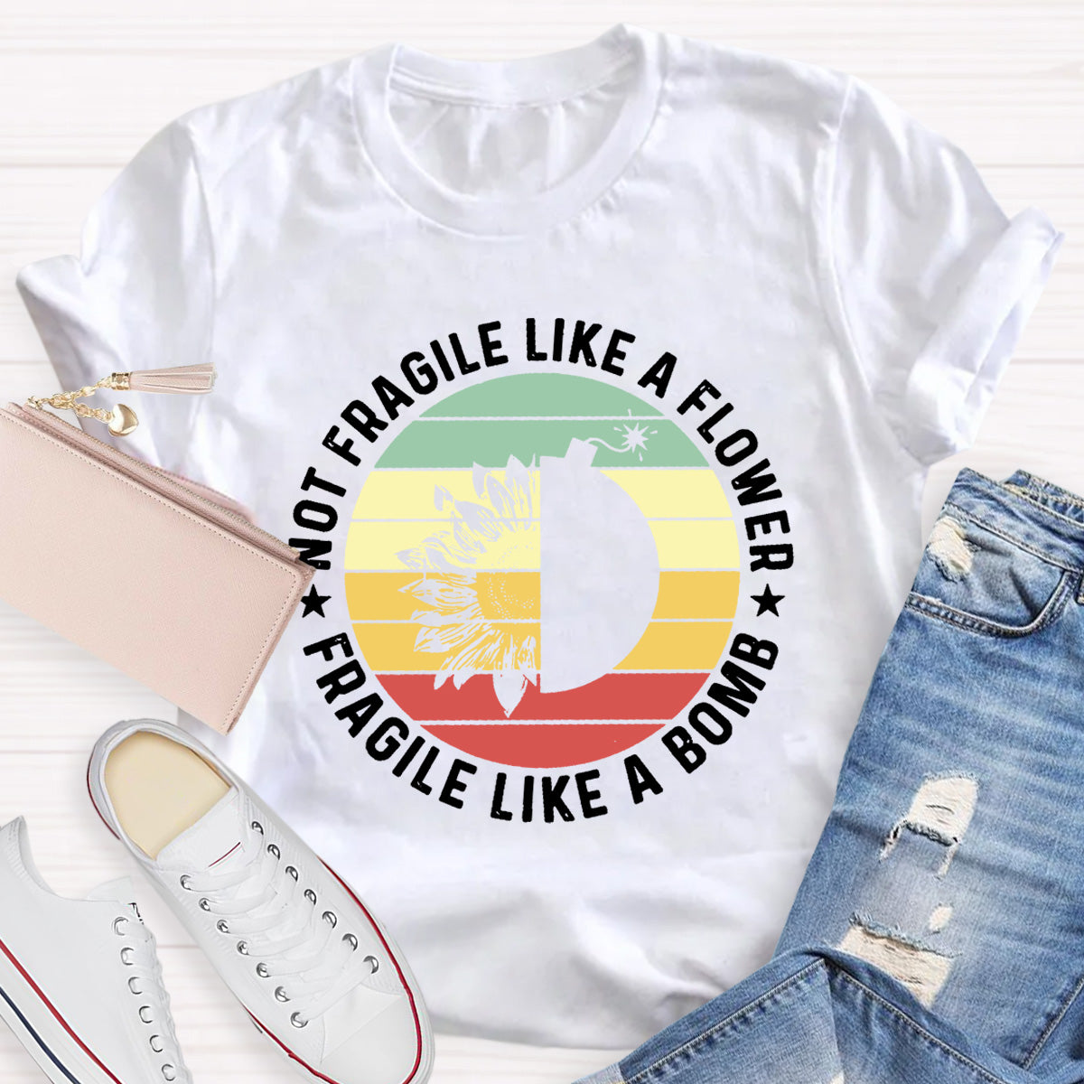 Fragile Like A Bomb Girl Power Teacher T-Shirt
