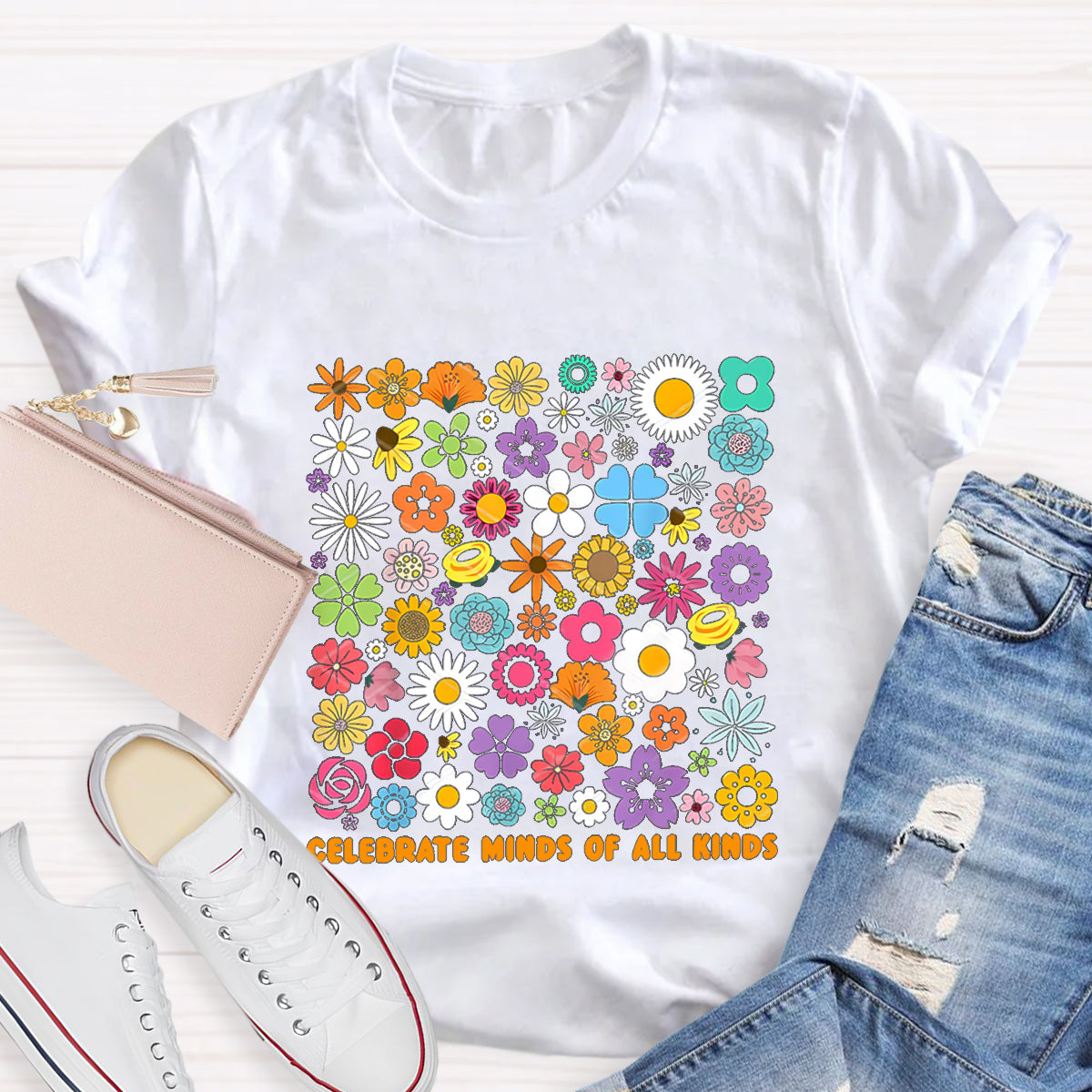 Colorful Flower Celebrate Minds of All Kinds T-Shirt
