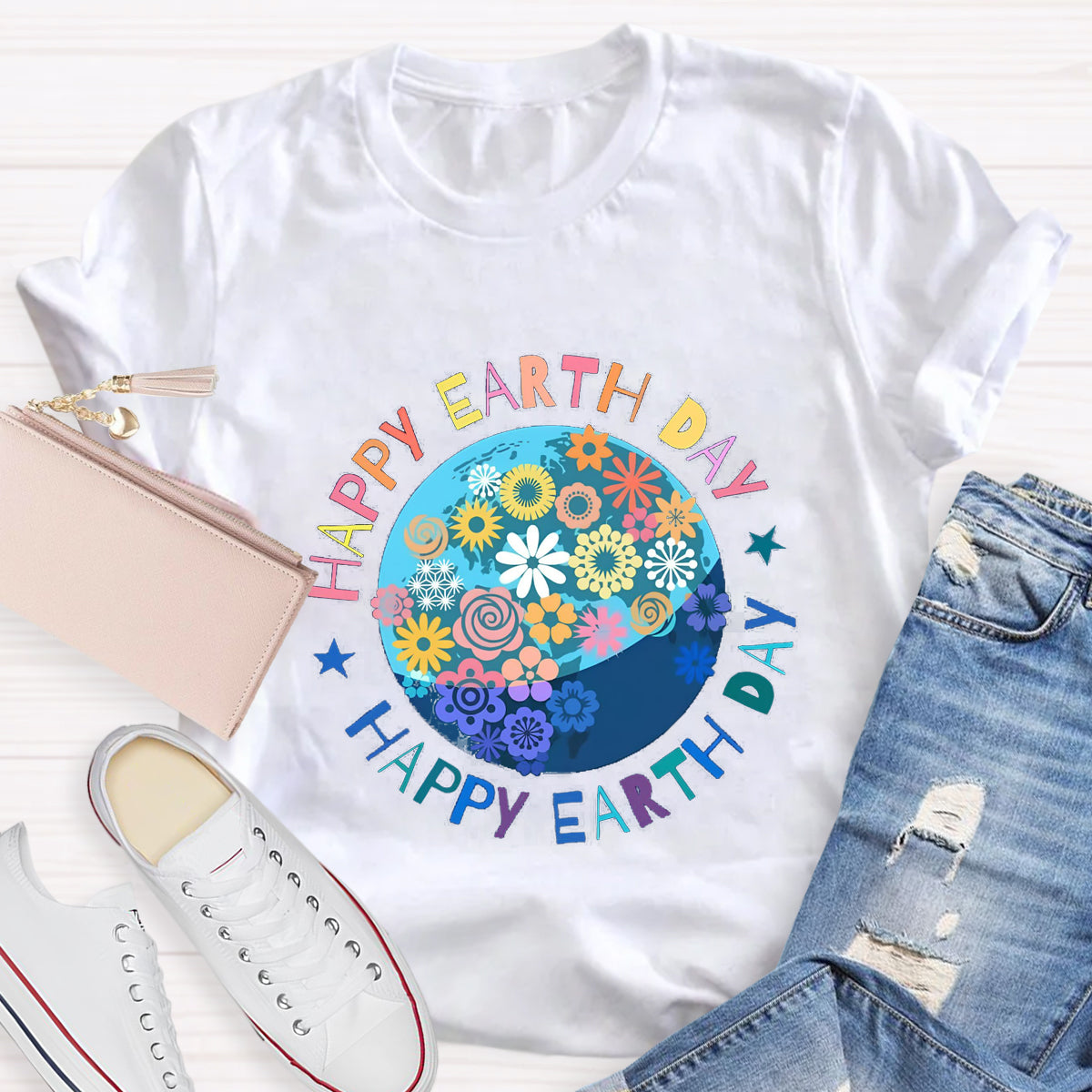 Happy Earth Day Floral Earth T-Shirt