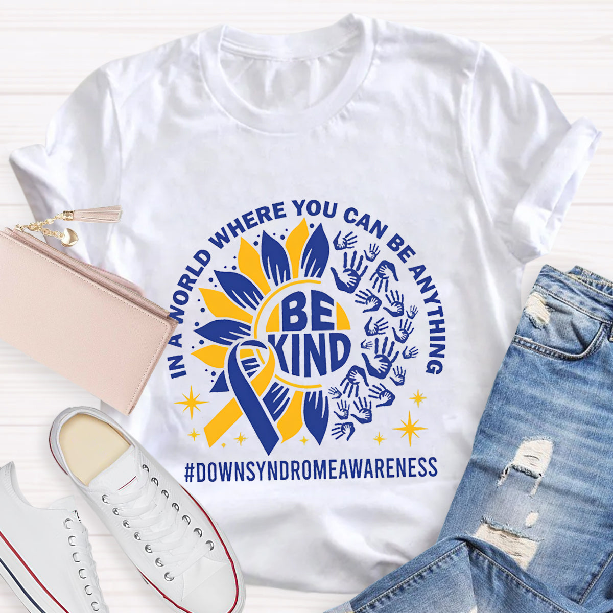 Be Kind Down Syndrome Awarenes Teacher T-Shirt