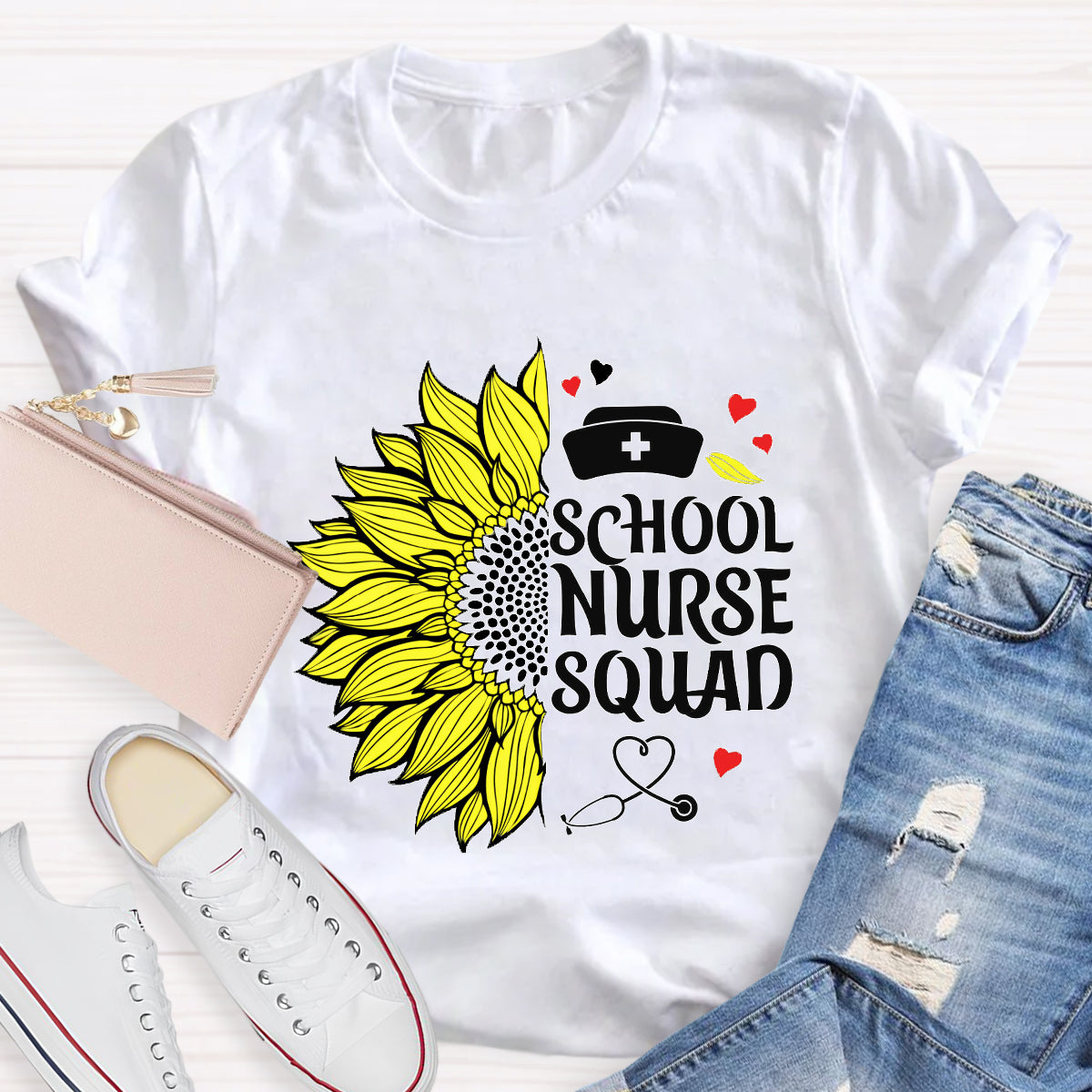School Nurse Squad Sunflower T-Shirt