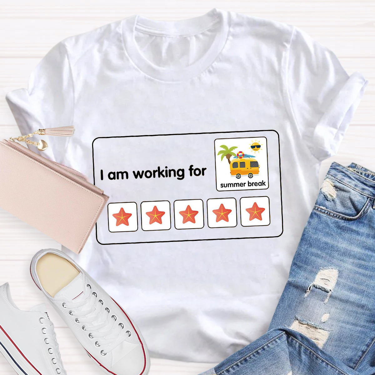 I Am Working For Summer Break School Bus Teacher T-Shirt