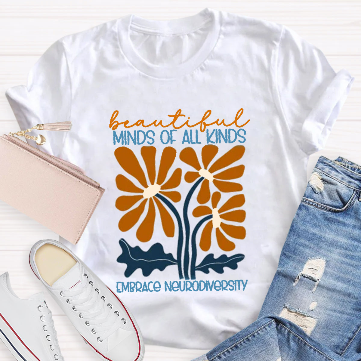Beautiful Minds Of All Kinds Embrace Neurodiversity Teacher T-Shirt