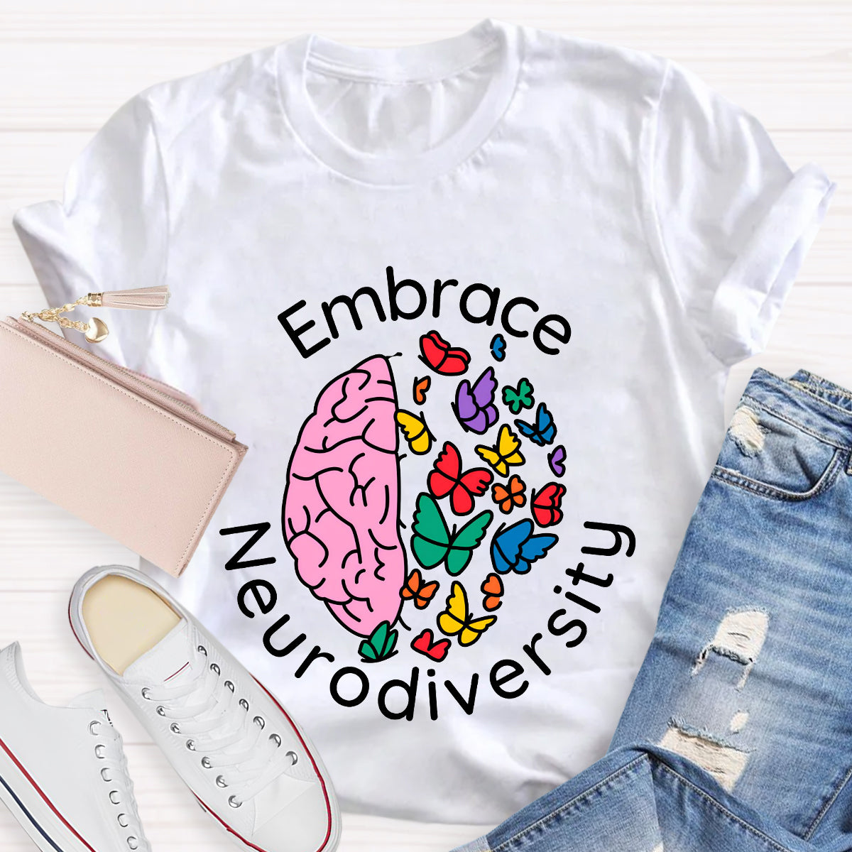 Embrace Neurodiversity Brain Butterfly T-Shirt