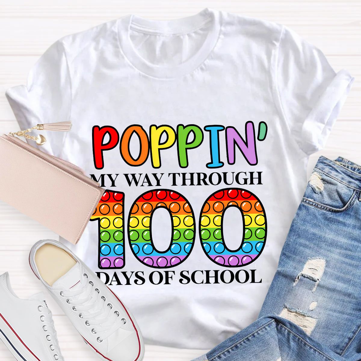 Poppin' My Way Through 100 Days Of School T-Shirt