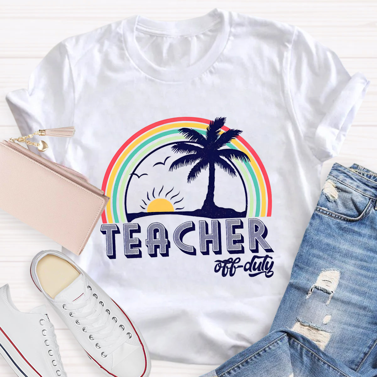 Teacher Of Duty Rainbow Sunshine T-Shirt