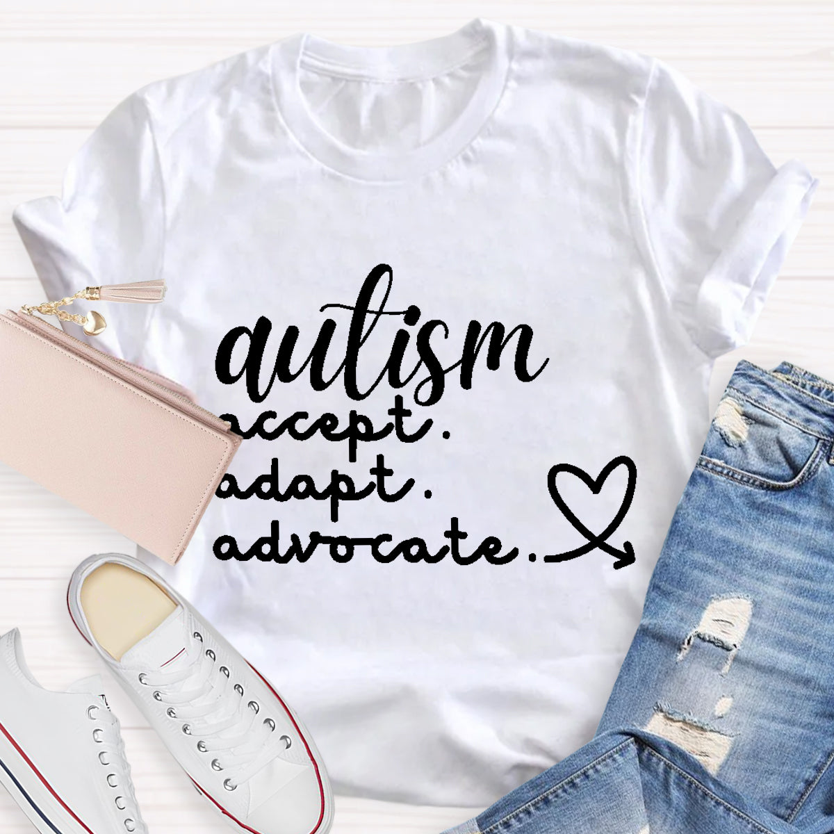 Autism Accept  Adapt Advocate Teacher T-Shirt