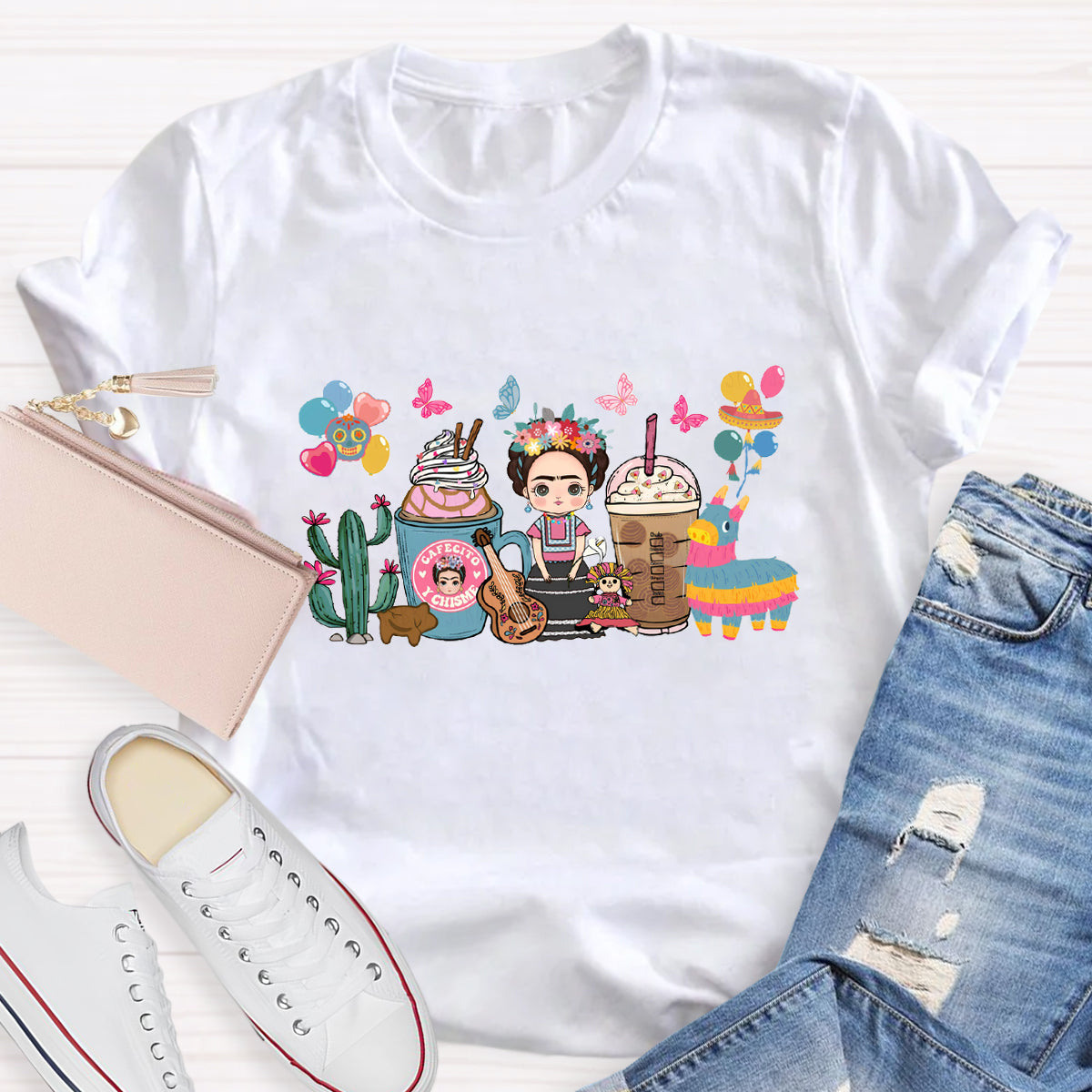 Spanish Teacher Coffee Butterfly T-Shirt