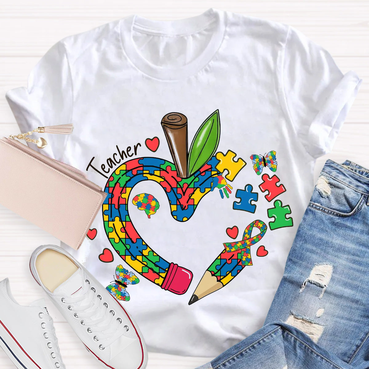 Teacher Apple Pencil Teacher T-Shirt