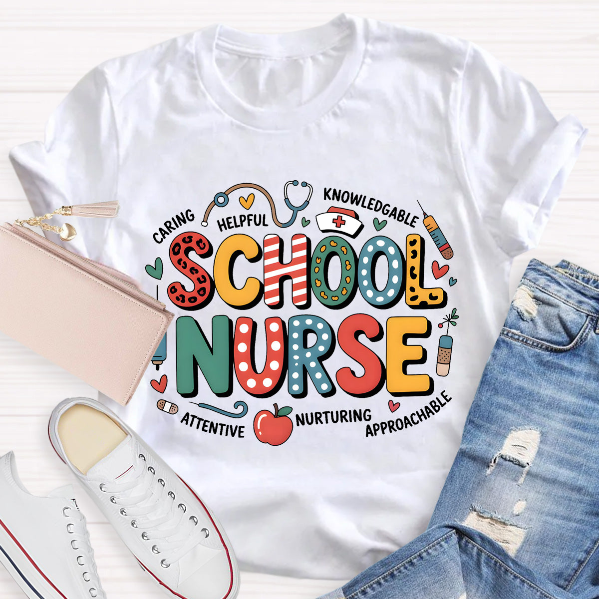 School Nurse Caring Helpful T-Shirt