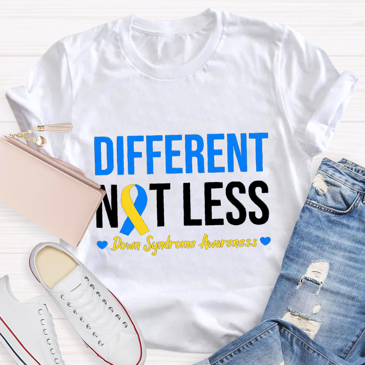 Different Not Less Down Syndrome Awarenes T-Shirt