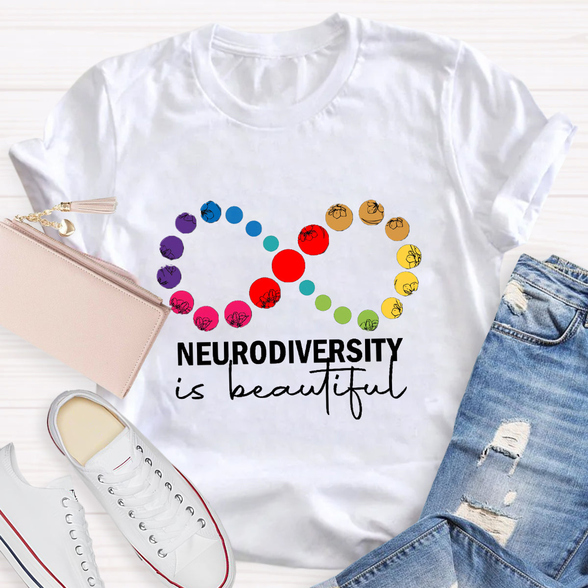 Neurodiversity is Beautiful Infinity Symbol Teacher T-Shirt