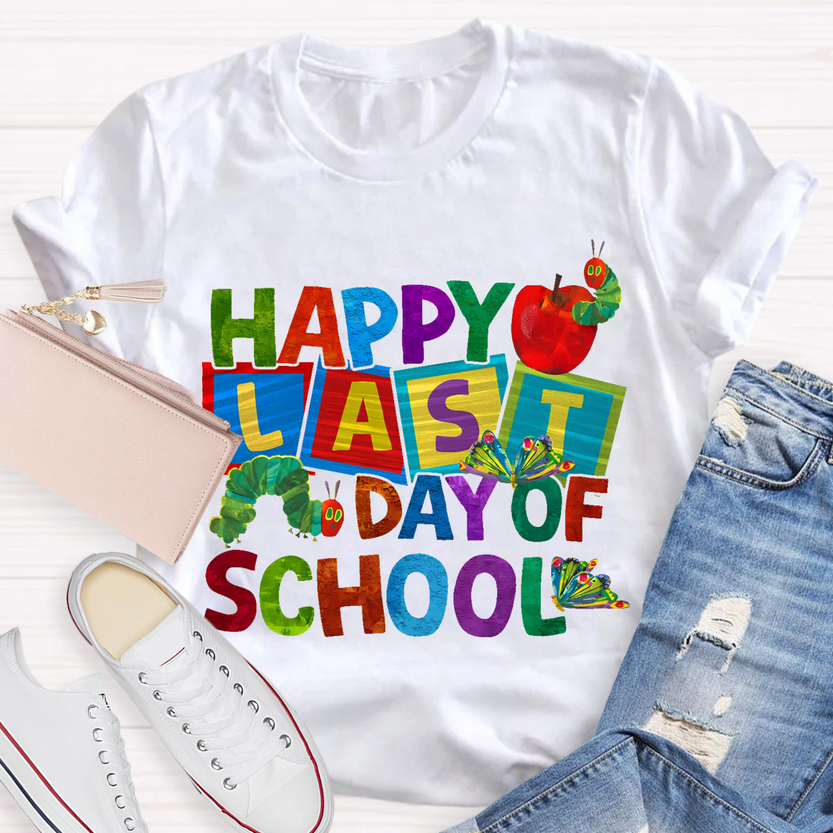 Happy Last Day Of School Apple  Teacher T-Shirt