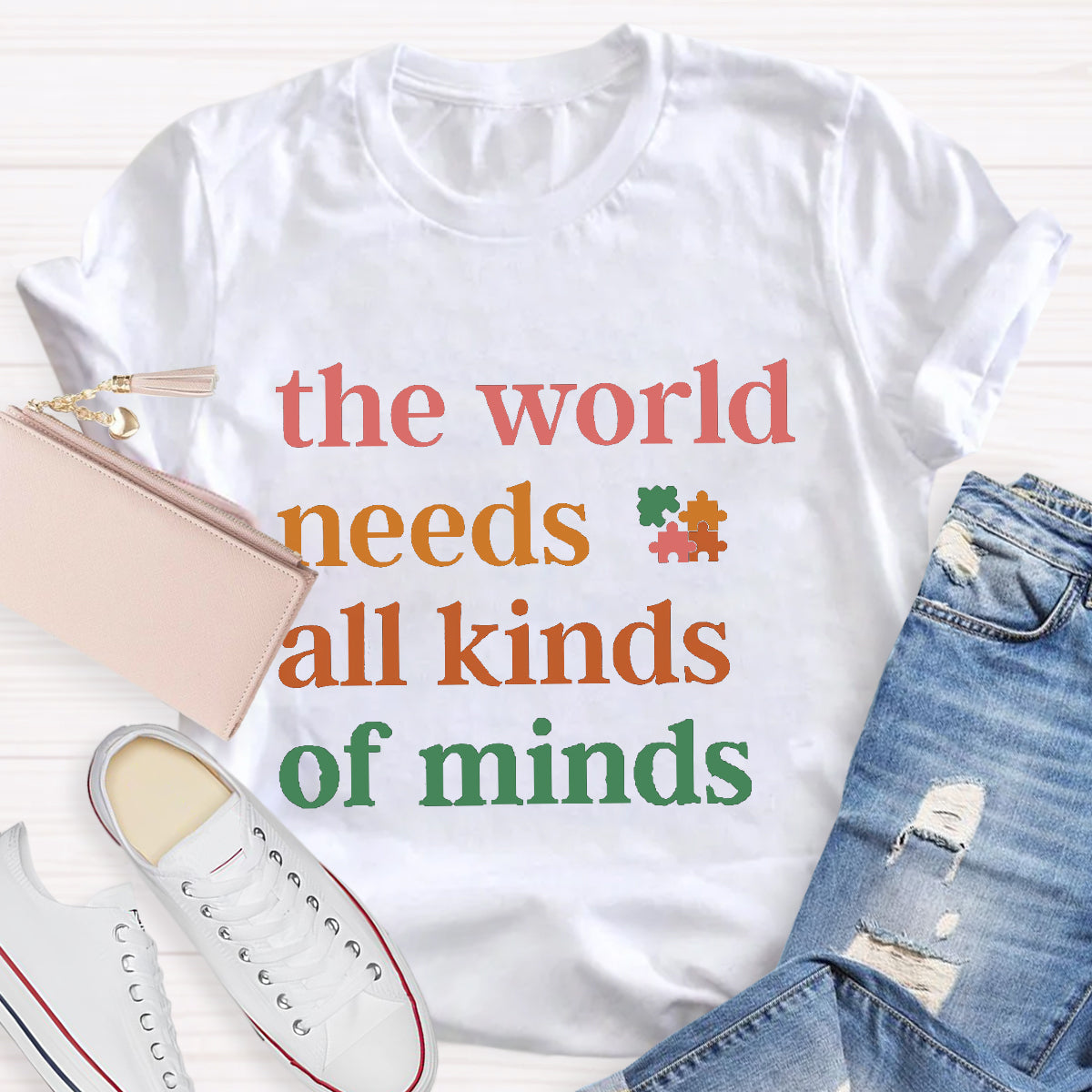 The World Needs All Kinds of Minds Autism Awareness T-Shirt