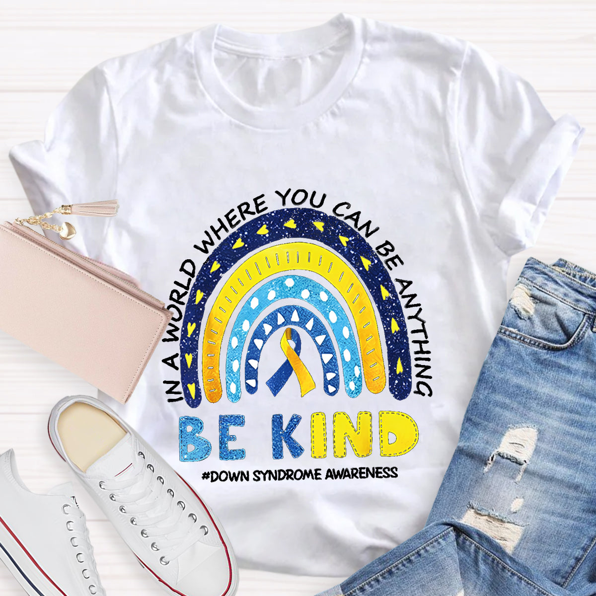 Be Kind Down Syndrome Awareness Heart T-Shirt