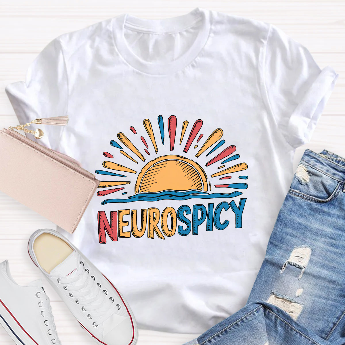 Rainbow Positive Autism Teacher T-Shirt