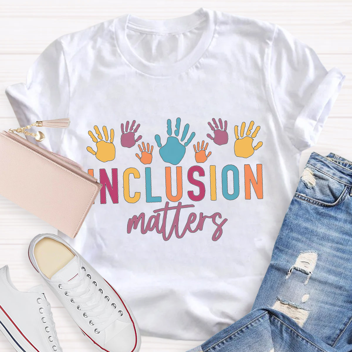 Inclusion Matters Colorful Hands Teacher T-Shirt