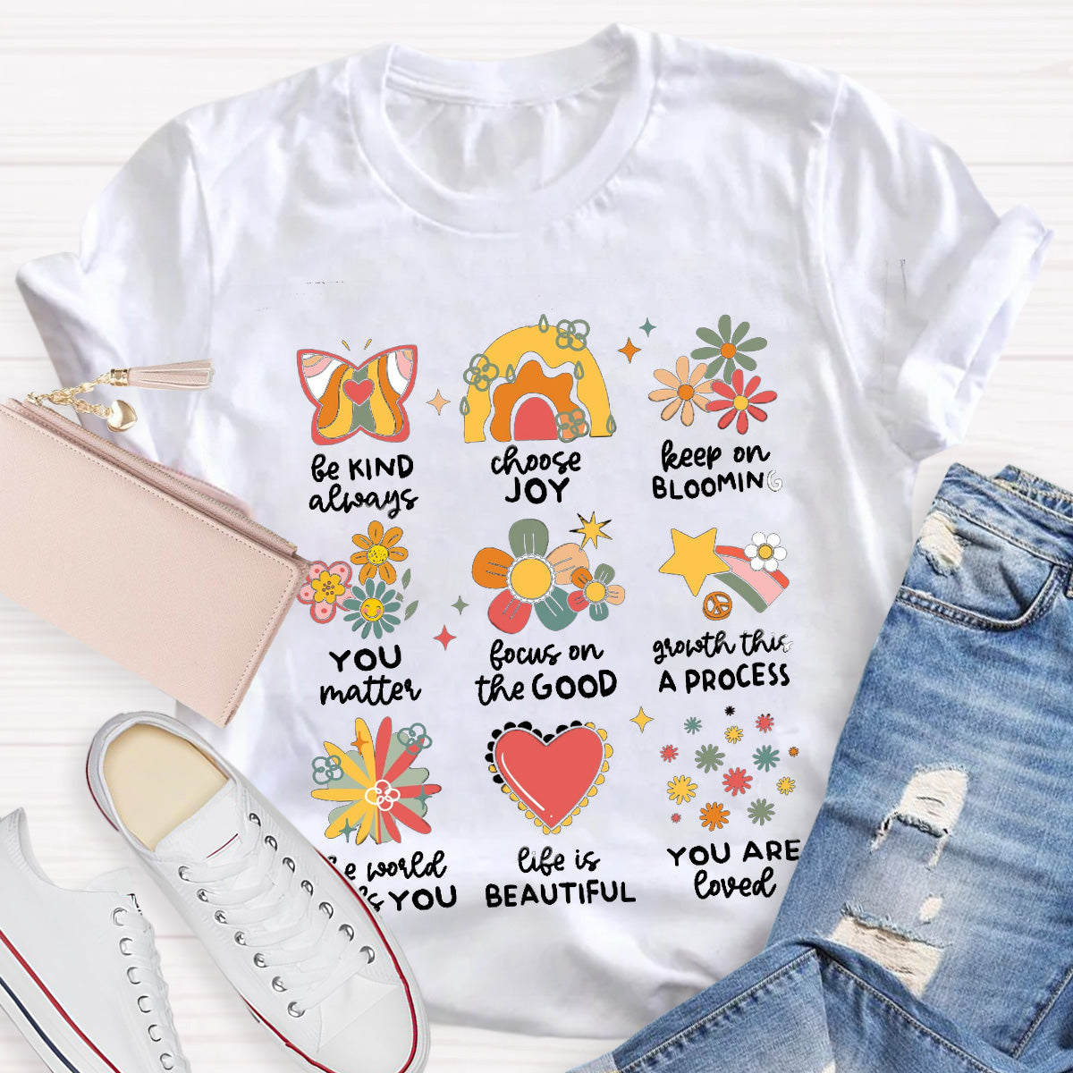 Life Is Beautiful Star Choose Joy Teacher T-Shirt
