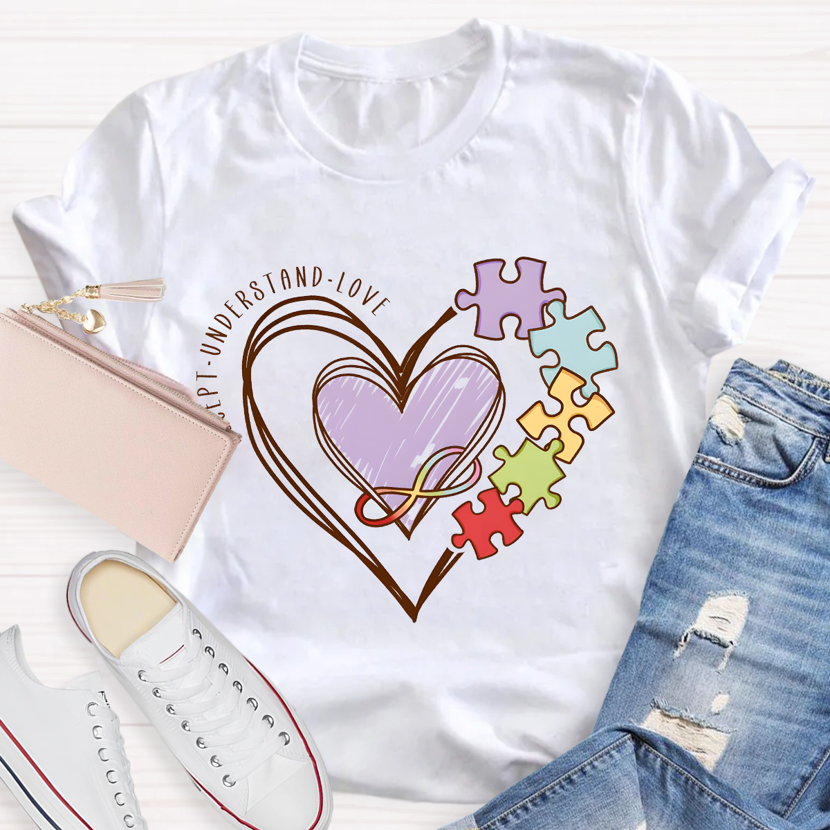 Accept Understand Love Puzzle Teacher T-Shirt