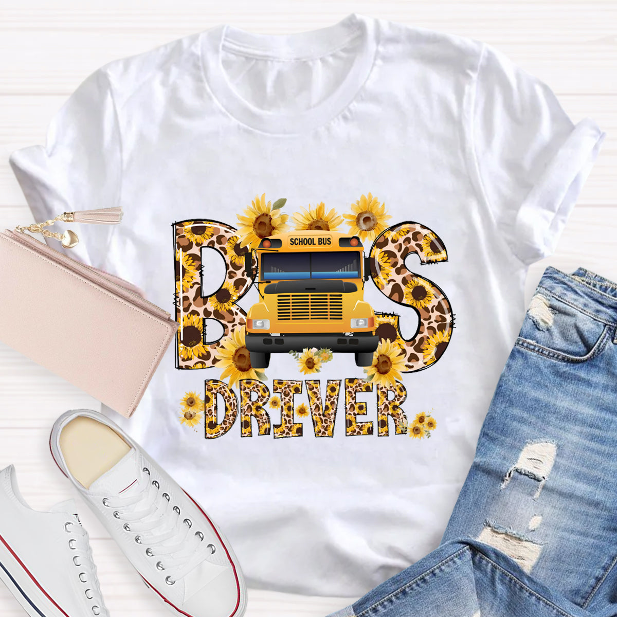 Sunflower School Bus Driver T-Shirt