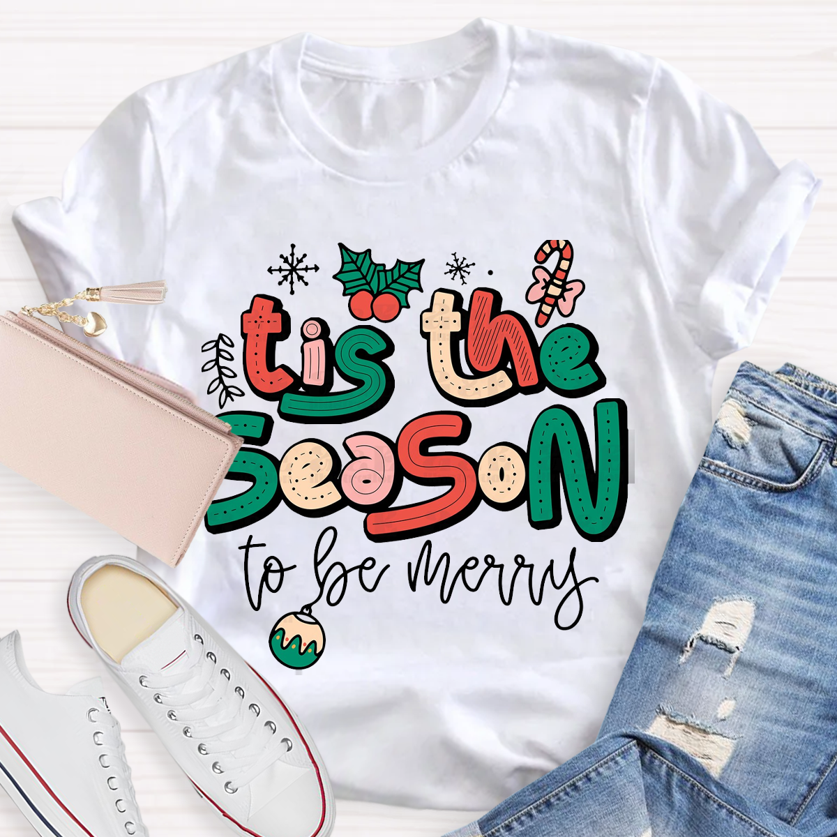 Cute Chrsitmas Tis The Season Teacher T-Shirt