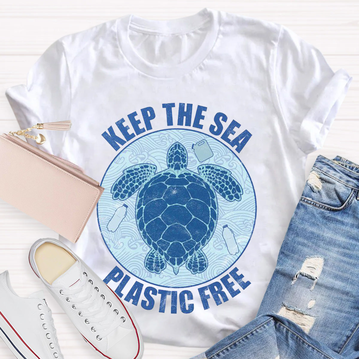 Keep Sea and Plastic Free Teacher T-Shirt