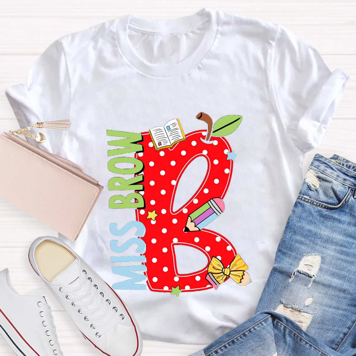 Personalized Name Book Teacher T-Shirt