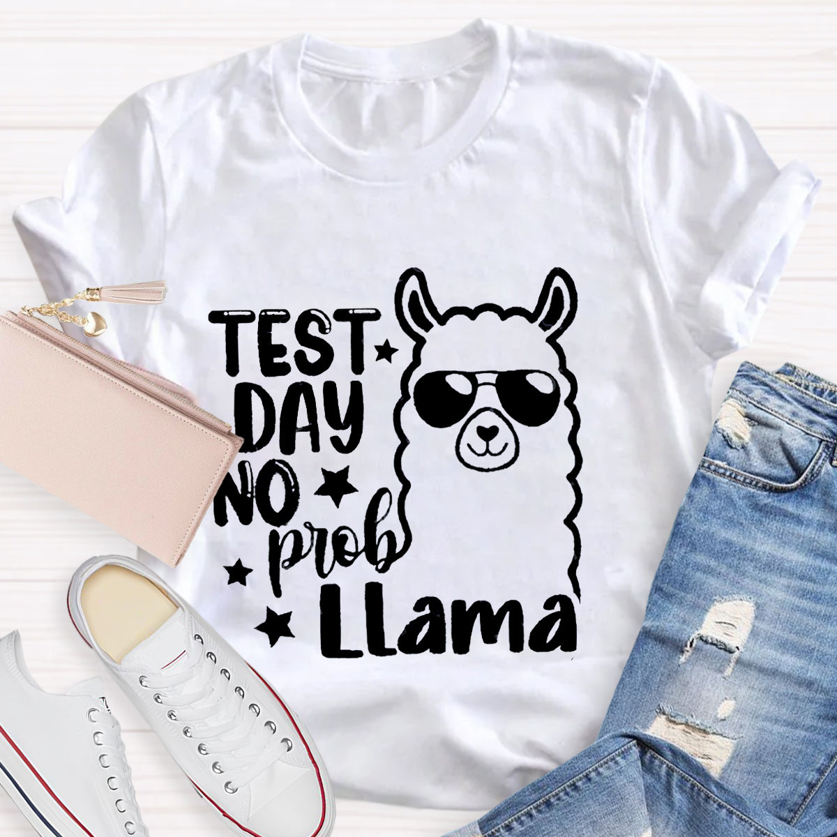 Test Day No Prob Llama Teacher T-Shirt