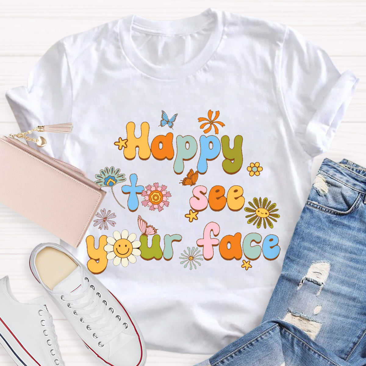 Happy To See Your Face Back To School Floral T-Shirt