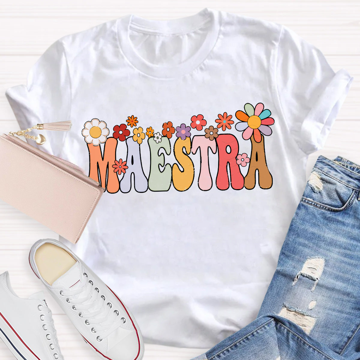 Maestra Flower Teacher T-Shirt