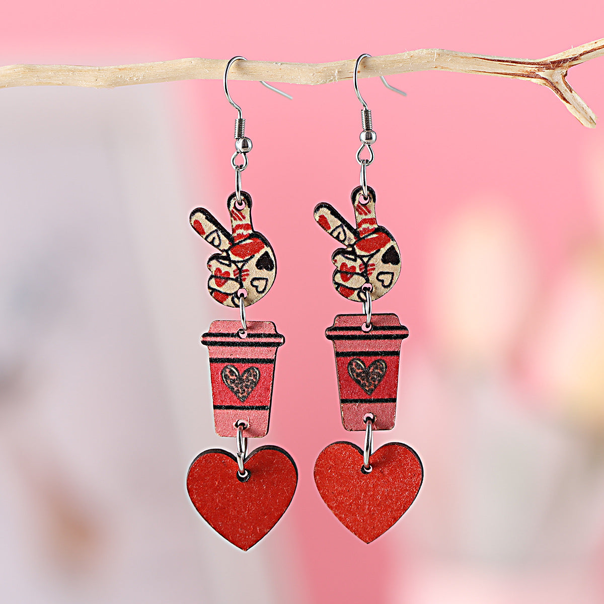 Heart-Shaped Sunflower Love Letter Tri-Piece Tassel Earrings