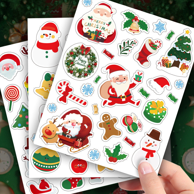 A Pack of 10 Sheets Christmas Cute Santa Claus Elk Snowflake Sticker