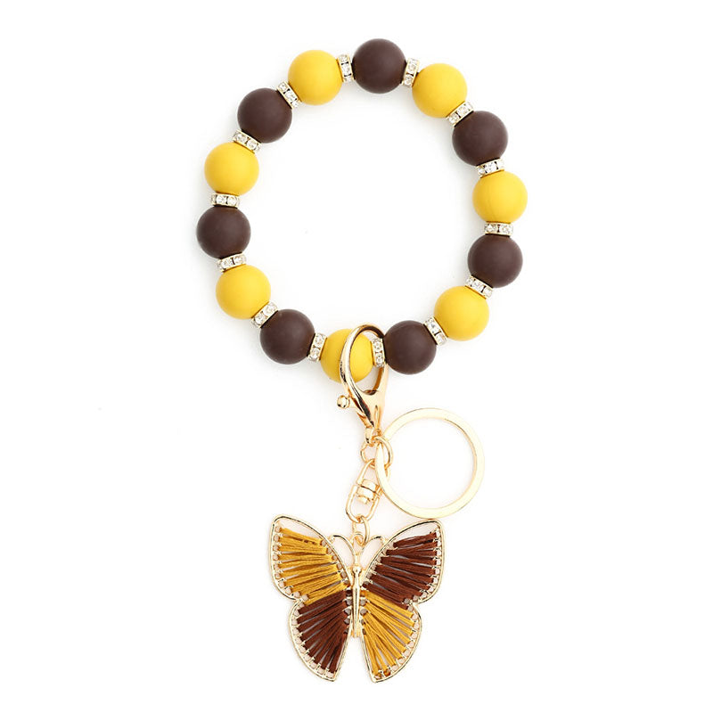 Butterfly Bracelet Keychain Colorful Beaded Pendant Bracelet