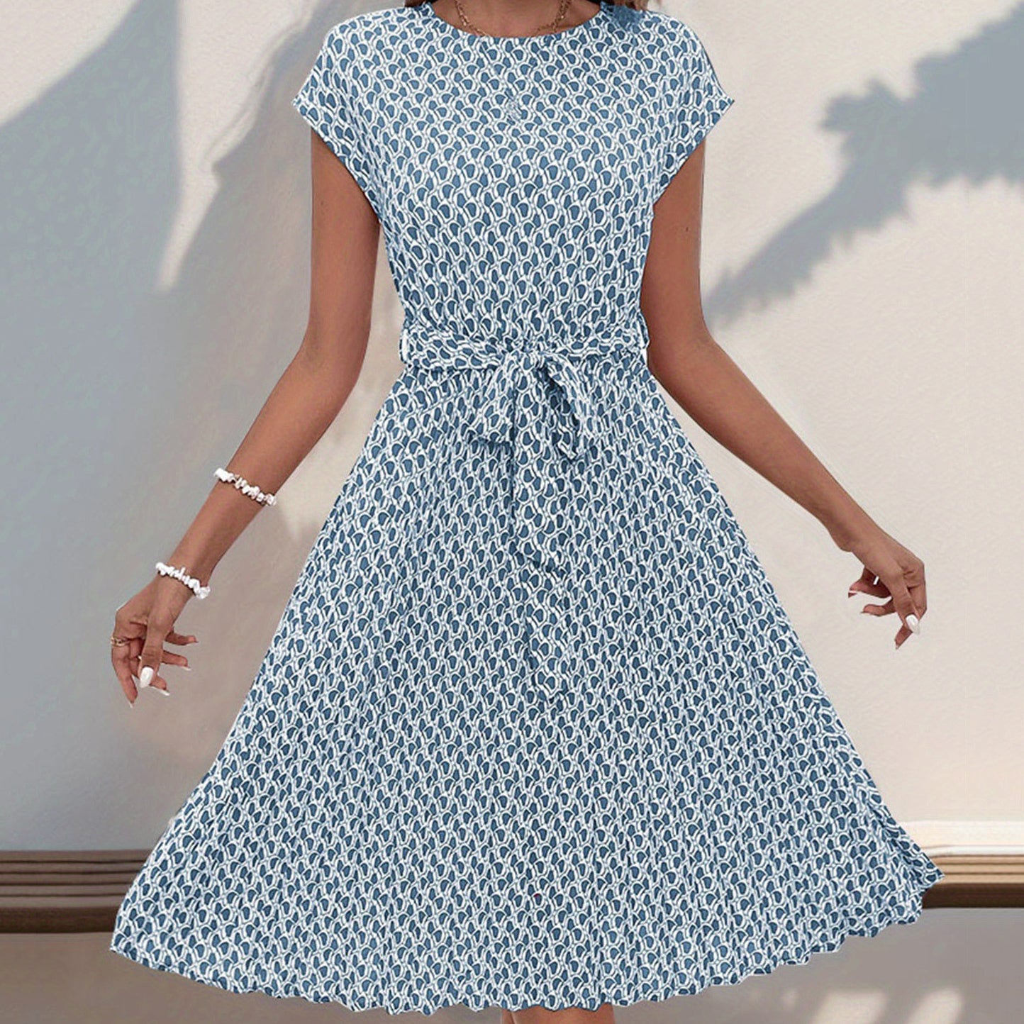 Printed Pleated Dress
