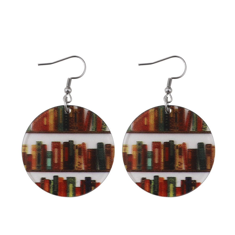 Library Bookshelf Transparent Earrings