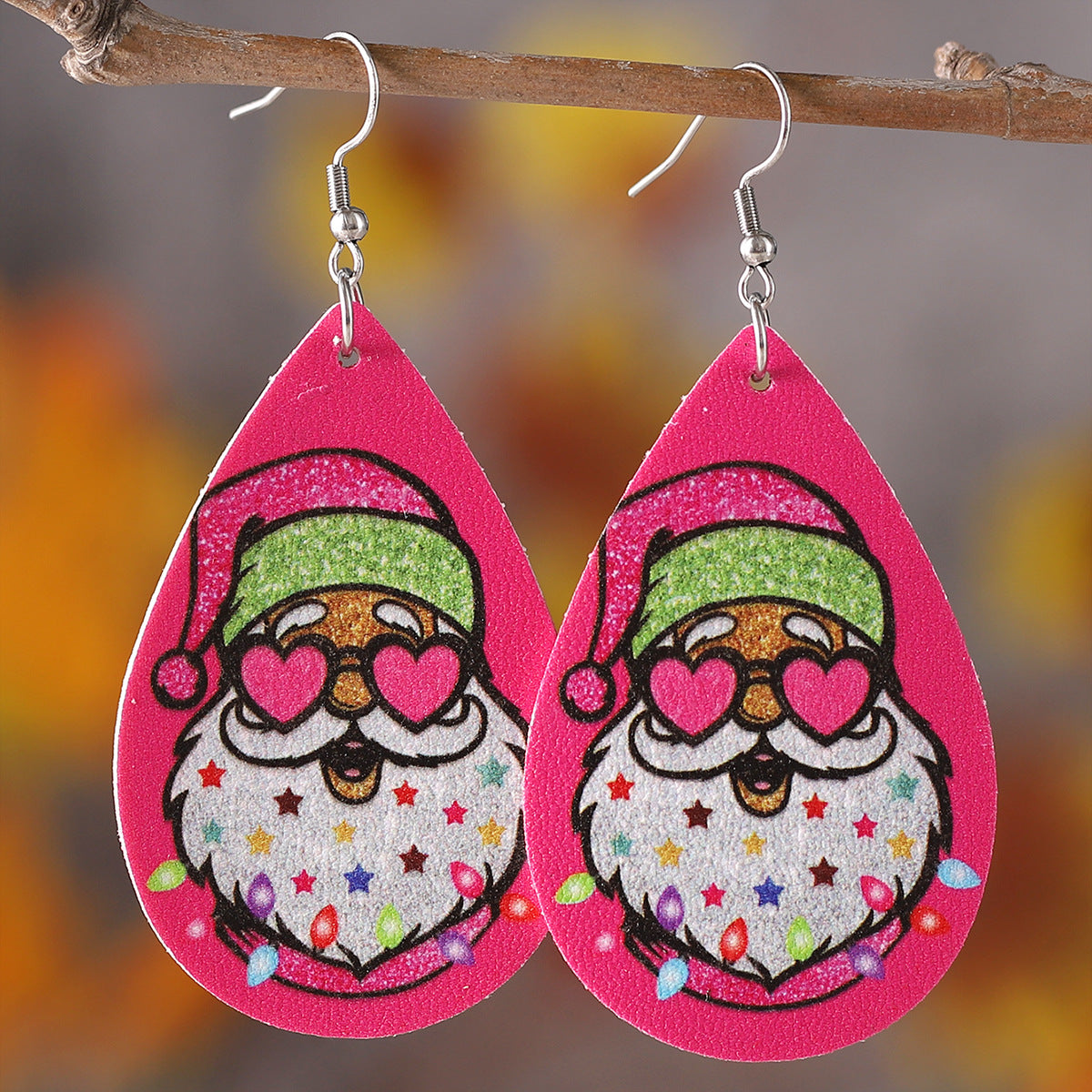 Santa Claus Teardrop-Shaped Double-Sided Earrings