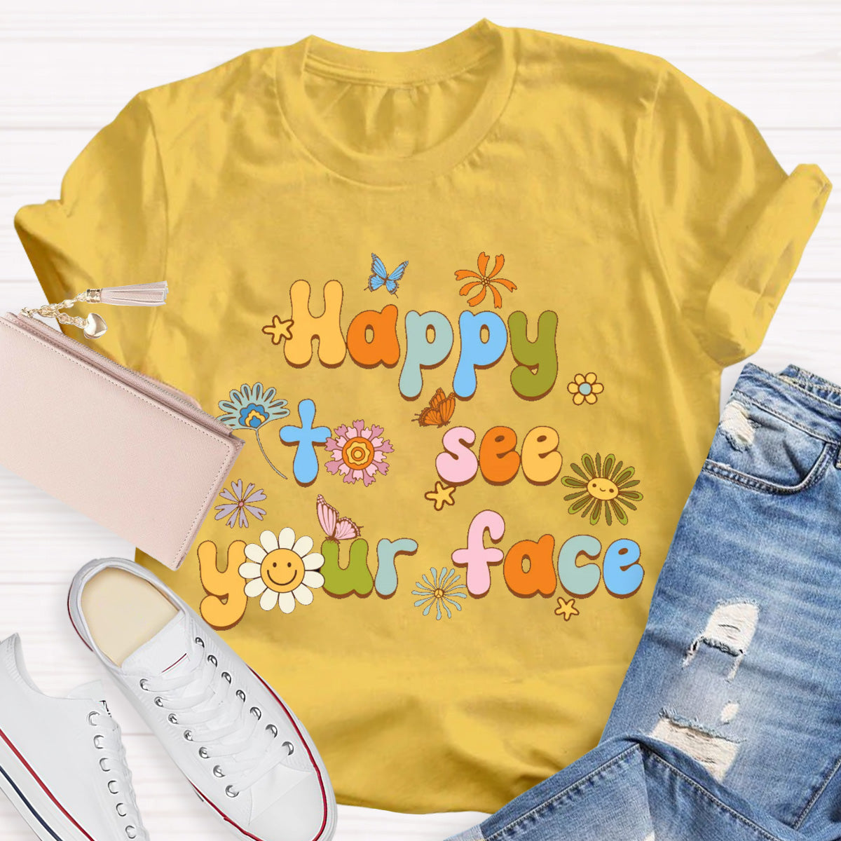 Happy To See Your Face Back To School Floral T-Shirt