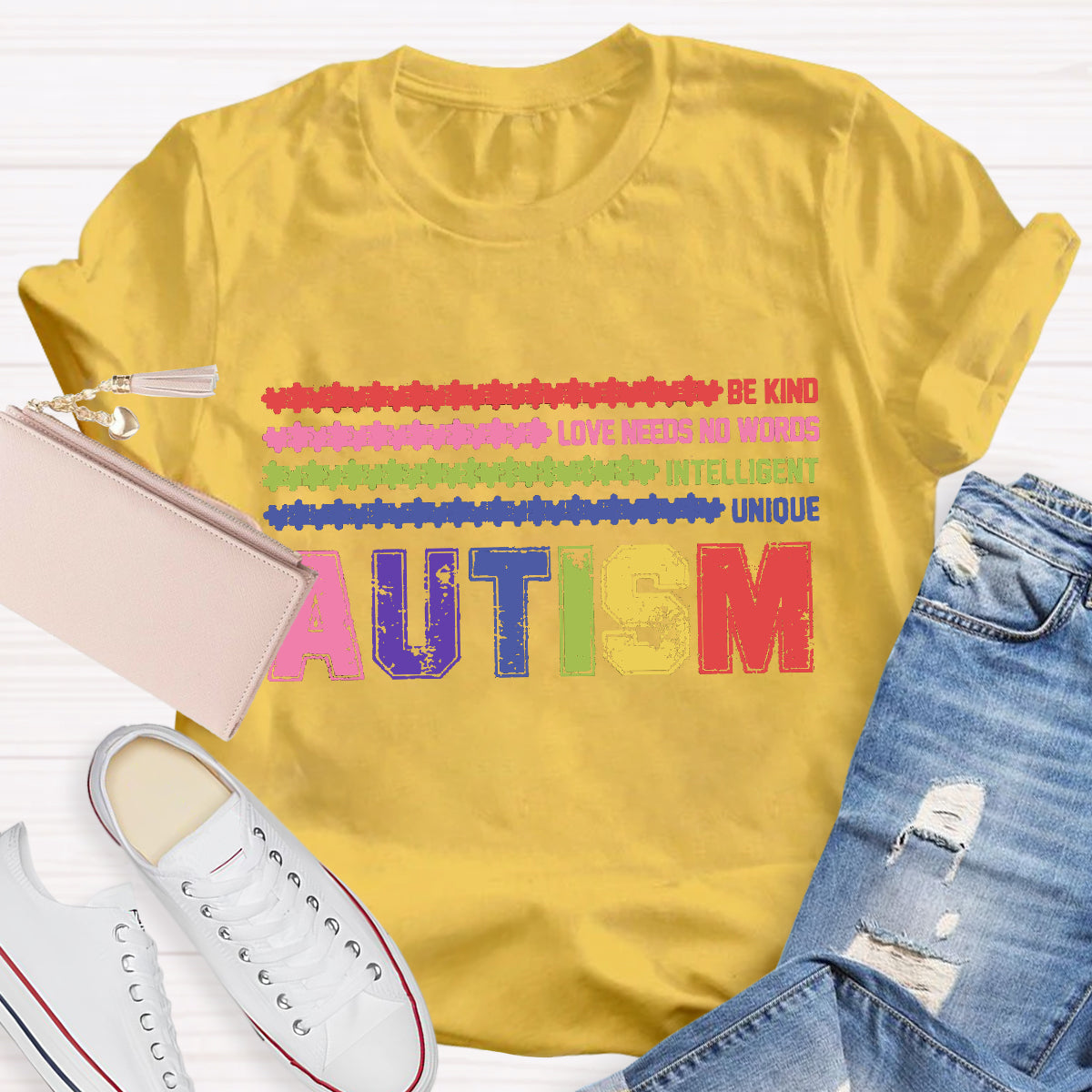 Autism Be Kind Love Need No Worlds Intelligent Unique  T-Shirt