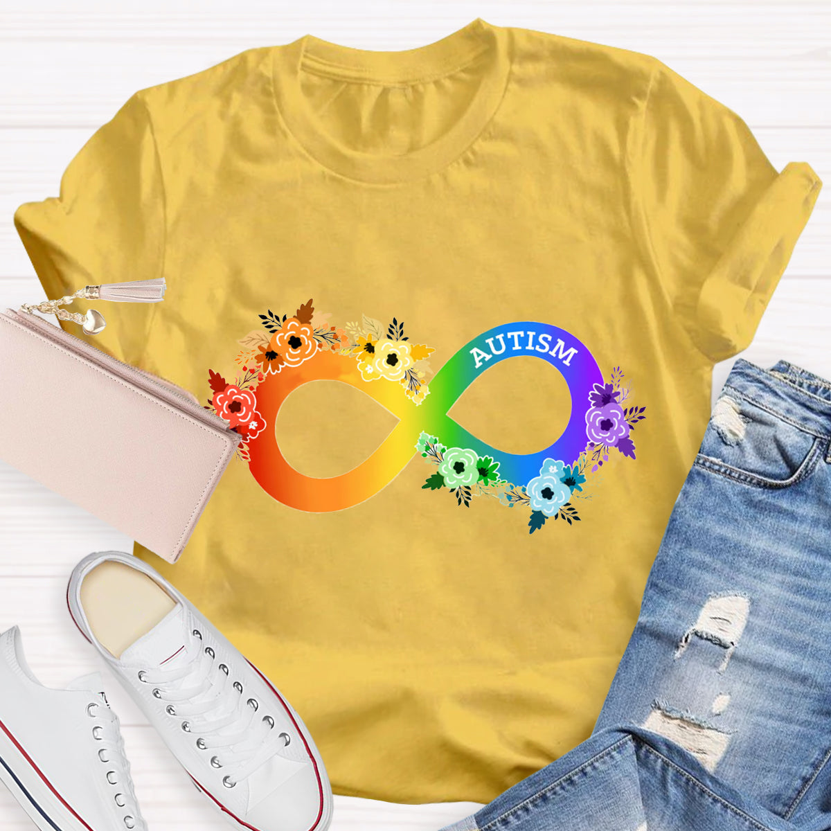 Neurodiversity Awareness  Rainbow Infinity Symbol T-Shirt