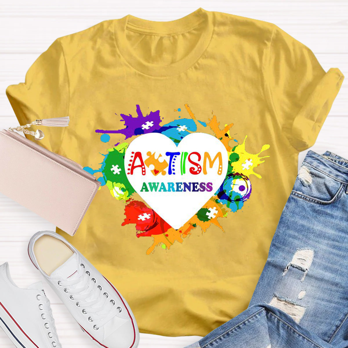 Awareness Colorful Teacher T-Shirt