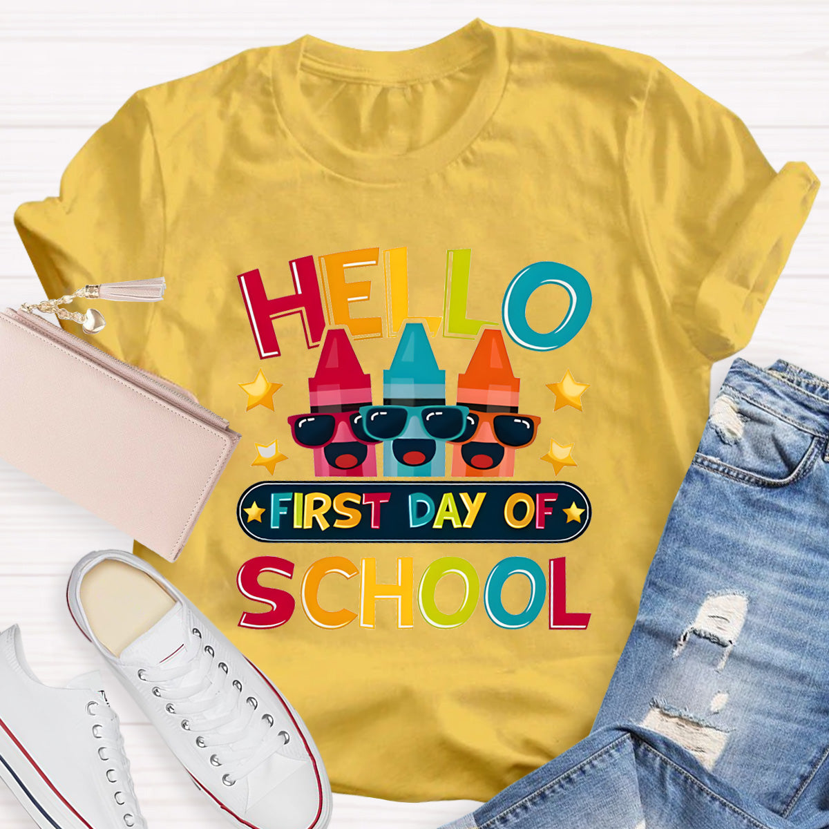 Hello First Day Of School Teacher T-Shirt