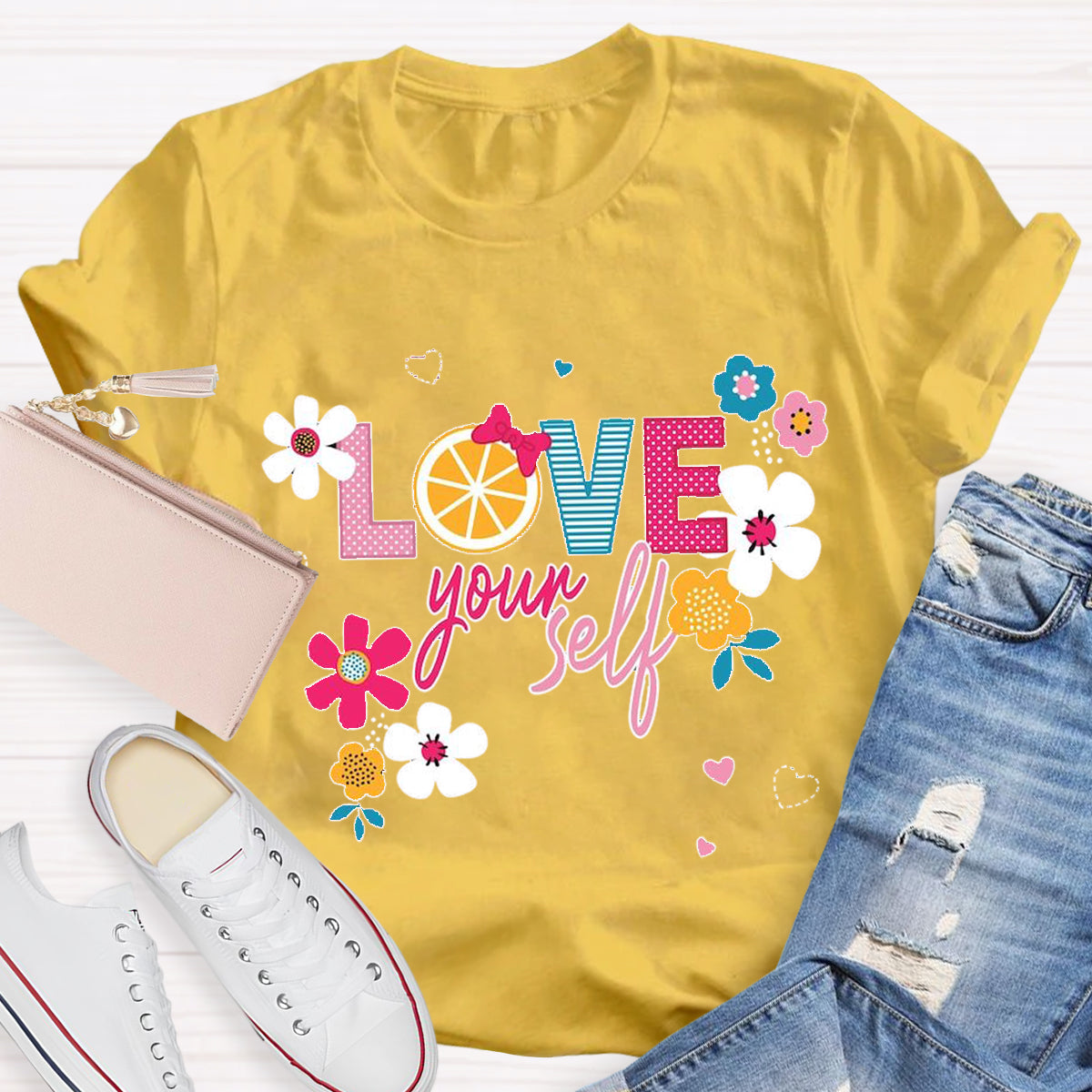 Love Yourself Flower Teacher T-Shirt