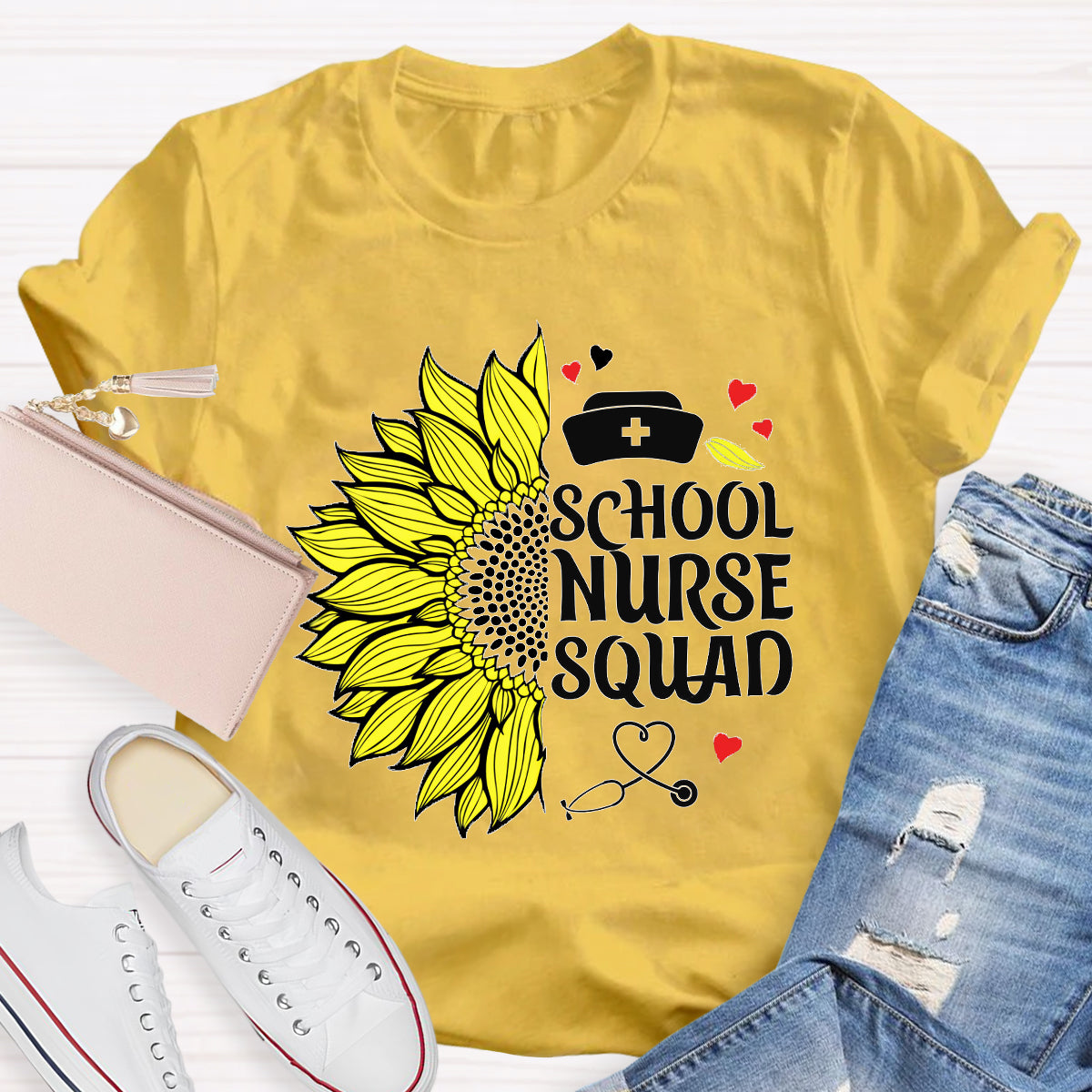 School Nurse Squad Sunflower T-Shirt